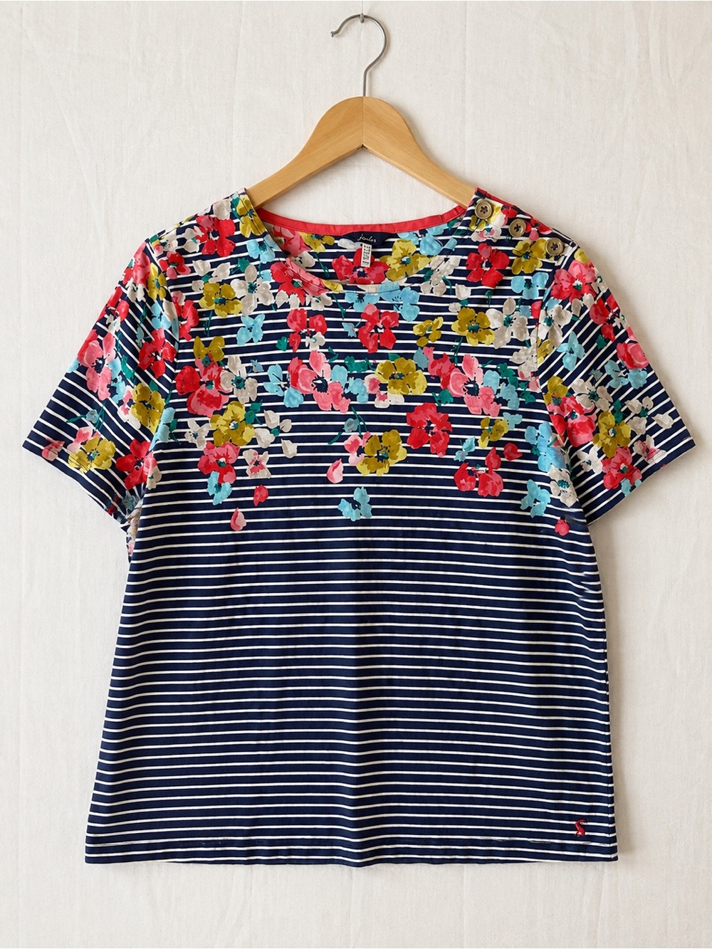 Joules Harbour Floral Striped Top Navy Multicolor US 18